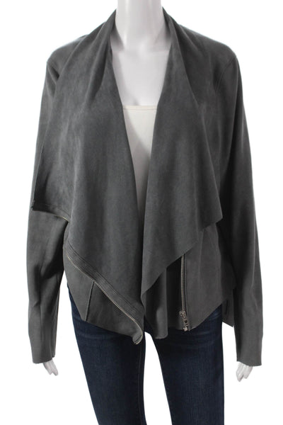 Blank NYC Women Dark Gray Zip Long Sleeve Jacket Polyester Spandex Size XL