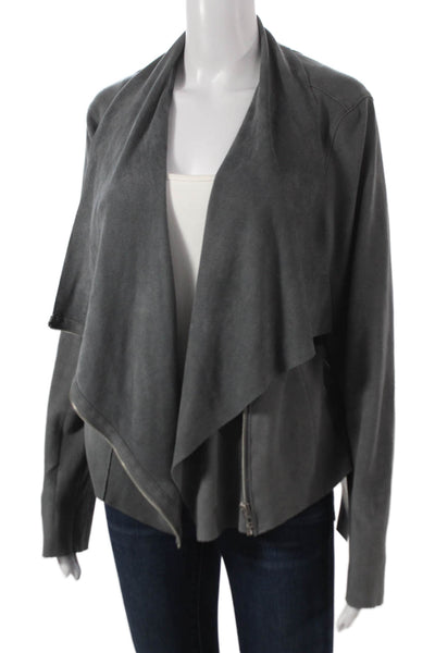 Blank NYC Women Dark Gray Zip Long Sleeve Jacket Polyester Spandex Size XL
