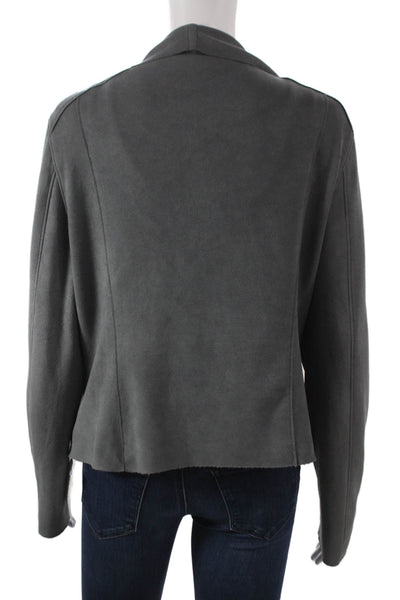 Blank NYC Women Dark Gray Zip Long Sleeve Jacket Polyester Spandex Size XL