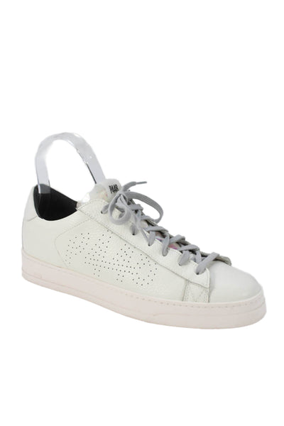 P448 Womens Leather Low Top Lace Up Sneakers White Size 40 10