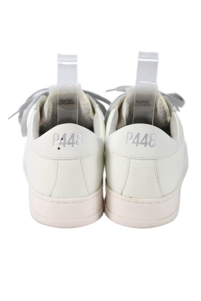 P448 Womens Leather Low Top Lace Up Sneakers White Size 40 10