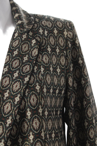 mamouchka Womens Black Geometric Collared Bohemian Blazer Long Sleeve Size L