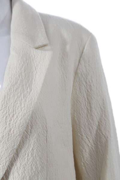 Zara Women Blazer Beige Collared Button Cotton Long Sleeve Classic Size M