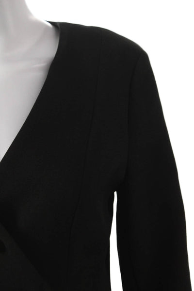 Wish Womens Black V-Neck Overcoat Long Sleeve Button Closure Size S