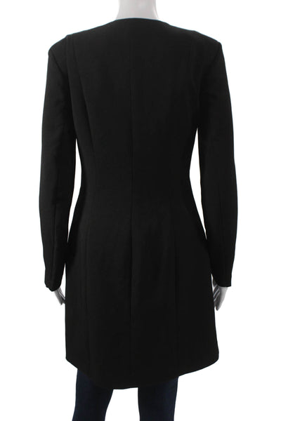 Wish Womens Black V-Neck Overcoat Long Sleeve Button Closure Size S