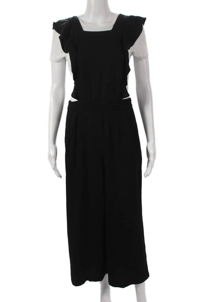 Zara Woman Womens Jumpsuit Black Sleeveless Square Neck Viscose Size S