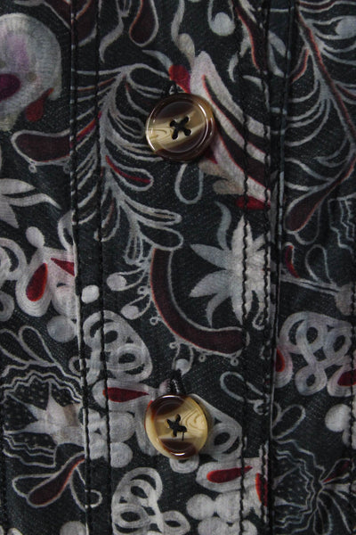 Mariacher Womens Black Floral Cotton Jumpsuit Long Sleeve Crew Neck Size S