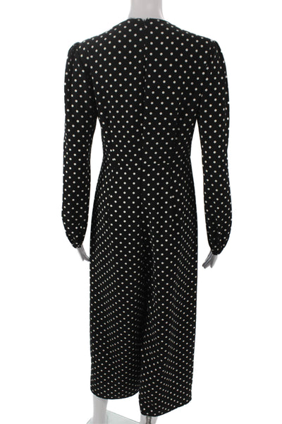 Zara Woman Women Maxi Dress Black V Neck Long Sleeve Polka Dot Size XS