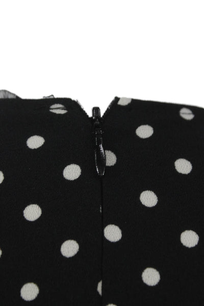 Zara Woman Women Maxi Dress Black V Neck Long Sleeve Polka Dot Size XS