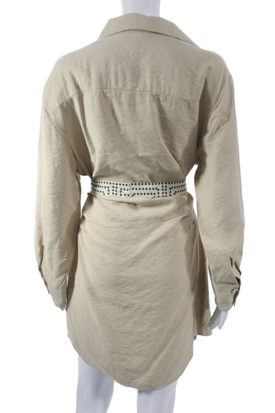 & Other Stories Women Shirt Dress Collared Button Beige Long Sleeve Size 6