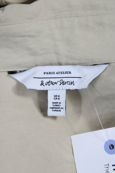 & Other Stories Women Shirt Dress Collared Button Beige Long Sleeve Size 6