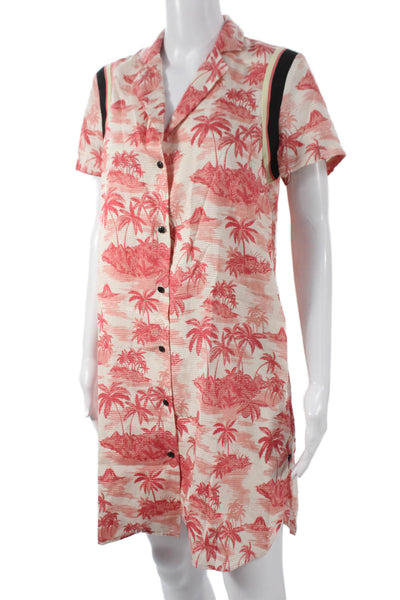 Scotch & Soda Women Beige Shirt Dress Collared Short Sleeve Rayon Size XS