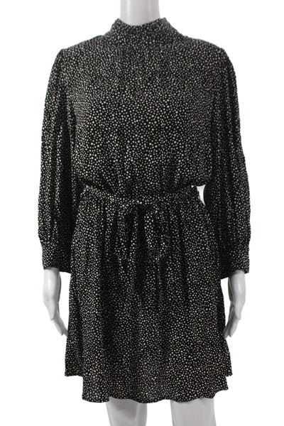 Sanctuary Womens Black Polka Dot Shirt Dress Long Sleeve Knee Length Size M