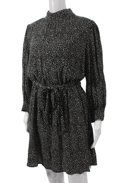 Sanctuary Womens Black Polka Dot Shirt Dress Long Sleeve Knee Length Size M