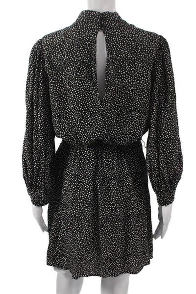 Sanctuary Womens Black Polka Dot Shirt Dress Long Sleeve Knee Length Size M