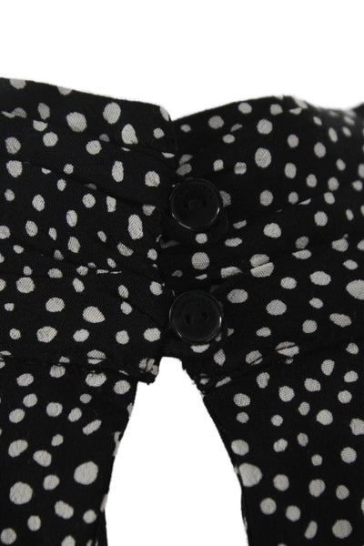 Sanctuary Womens Black Polka Dot Shirt Dress Long Sleeve Knee Length Size M