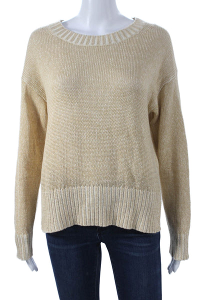 J Crew Unisex Beige Cotton Linen Crewneck Pullover Sweater Long Sleeve Size XS