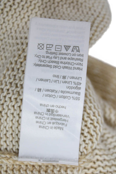 J Crew Unisex Beige Cotton Linen Crewneck Pullover Sweater Long Sleeve Size XS