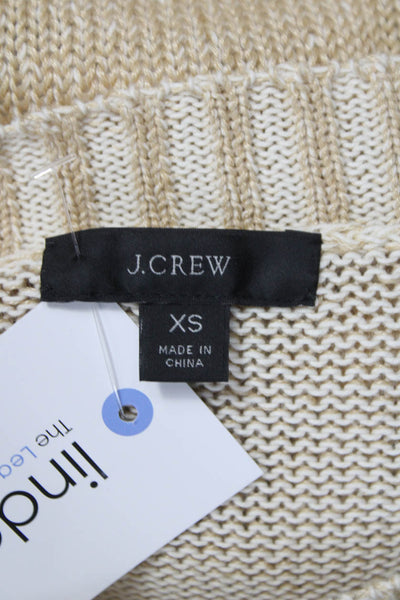 J Crew Unisex Beige Cotton Linen Crewneck Pullover Sweater Long Sleeve Size XS