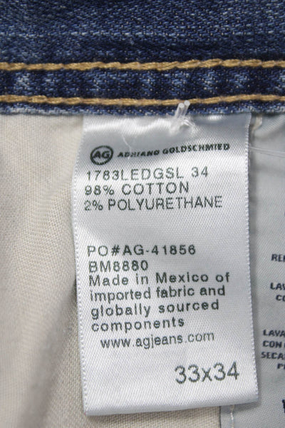 AG Men Blue Straight Jeans 34 Inseam Size 33