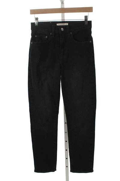 Levis Womens Skinny Jeans Black Mid Rise Size 27