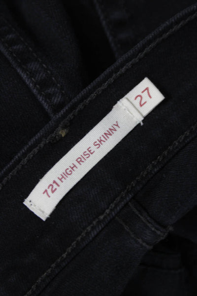 Levis Womens Skinny Jeans Black Mid Rise Size 27