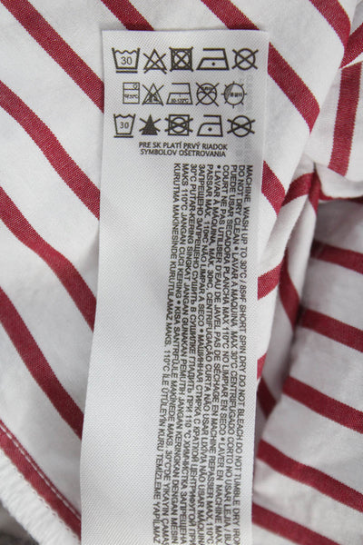 MNG Women Cropped Striped Collared Cotton Button-Up Long Sleeve 90s Size 4