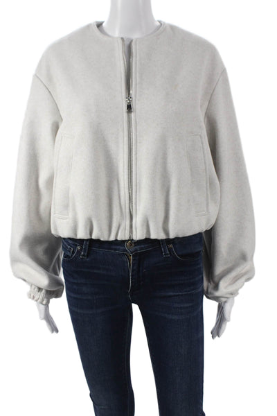 Zara Women Bomber Jacket Gray Polyester Long Sleeve Zip Size S