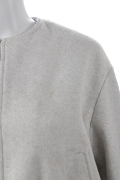 Zara Women Bomber Jacket Gray Polyester Long Sleeve Zip Size S