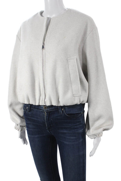 Zara Women Bomber Jacket Gray Polyester Long Sleeve Zip Size S