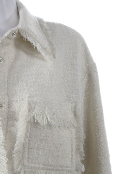Apparis Womens Classic Collared Button Jacket White Long Sleeve Size 2XS