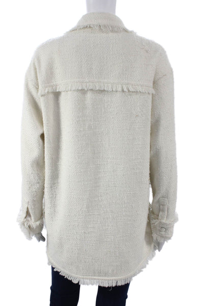 Apparis Womens Classic Collared Button Jacket White Long Sleeve Size 2XS