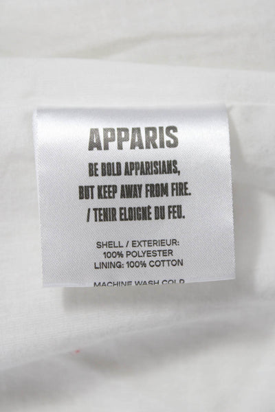 Apparis Womens Classic Collared Button Jacket White Long Sleeve Size 2XS