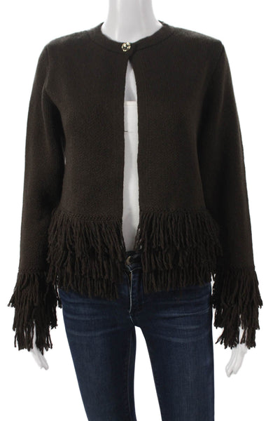 Zara Unisex Cardigan Brown Button Round Neck Long Sleeve Acrylic Size M