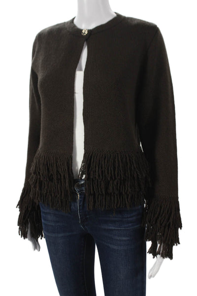 Zara Unisex Cardigan Brown Button Round Neck Long Sleeve Acrylic Size M