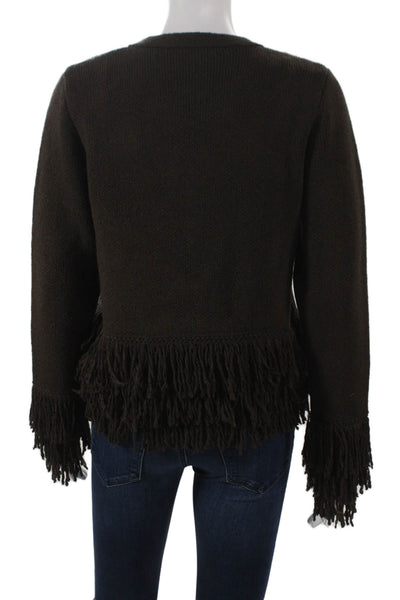Zara Unisex Cardigan Brown Button Round Neck Long Sleeve Acrylic Size M