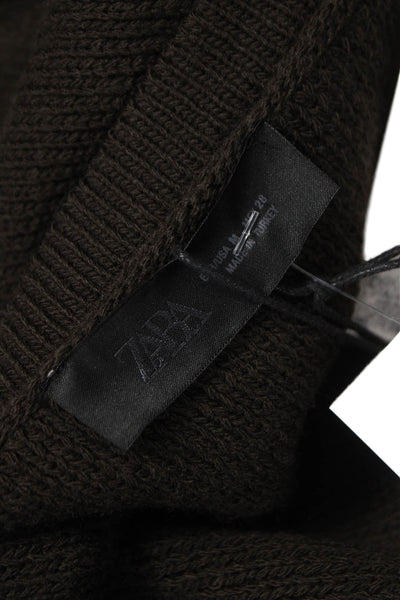 Zara Unisex Cardigan Brown Button Round Neck Long Sleeve Acrylic Size M