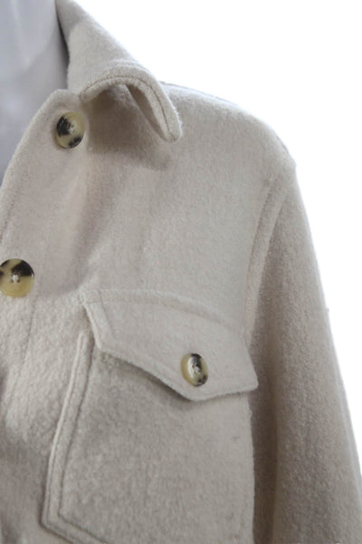 Wilfred Women Beige Merino Wool Bomber Jacket Collared Button Size 2XS