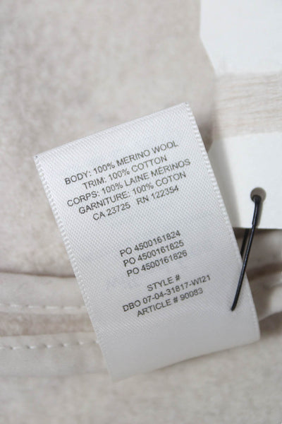 Wilfred Women Beige Merino Wool Bomber Jacket Collared Button Size 2XS