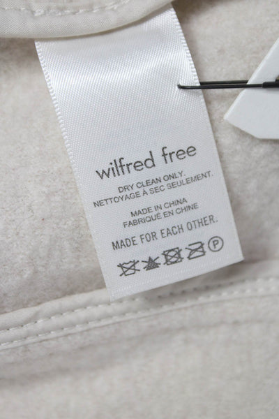 Wilfred Women Beige Merino Wool Bomber Jacket Collared Button Size 2XS