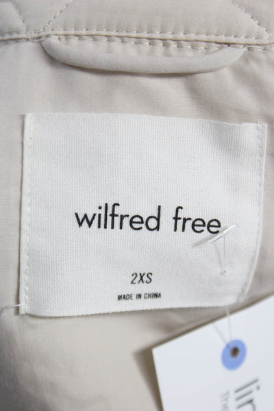 Wilfred Women Beige Merino Wool Bomber Jacket Collared Button Size 2XS