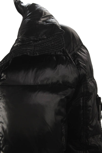 SAM Women Quilted Puffer Jacket Black High Neck Zip Size M