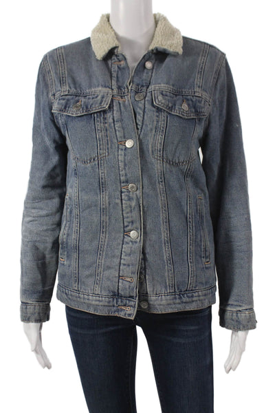 Mavi Jeans Womens Blue Collared Button Long Sleeve Cotton Jacket Size XS