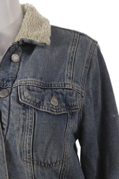 Mavi Jeans Womens Blue Collared Button Long Sleeve Cotton Jacket Size XS