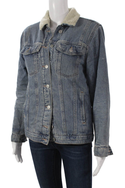 Mavi Jeans Womens Blue Collared Button Long Sleeve Cotton Jacket Size XS