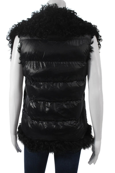 Linda Richards Womens Puffer Jacket Black Nylon Zip Sleeveless Size XS
