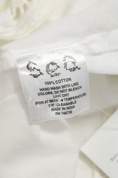 Sea New York Women White Collared Short Sleeve Bohemian Button Up Blouse Size M