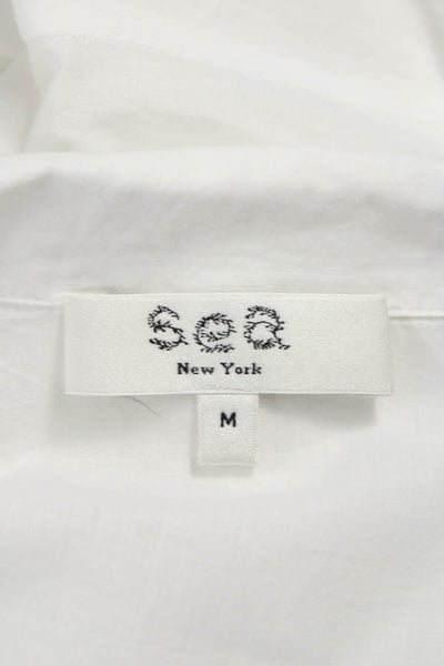 Sea New York Women White Collared Short Sleeve Bohemian Button Up Blouse Size M