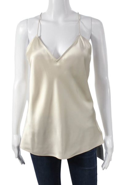 Theory Womens Camisole Silk V-Neck Beige Sleeveless Size M