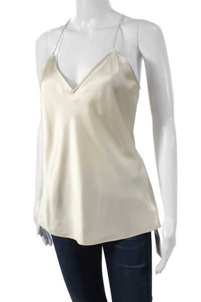Theory Womens Camisole Silk V-Neck Beige Sleeveless Size M